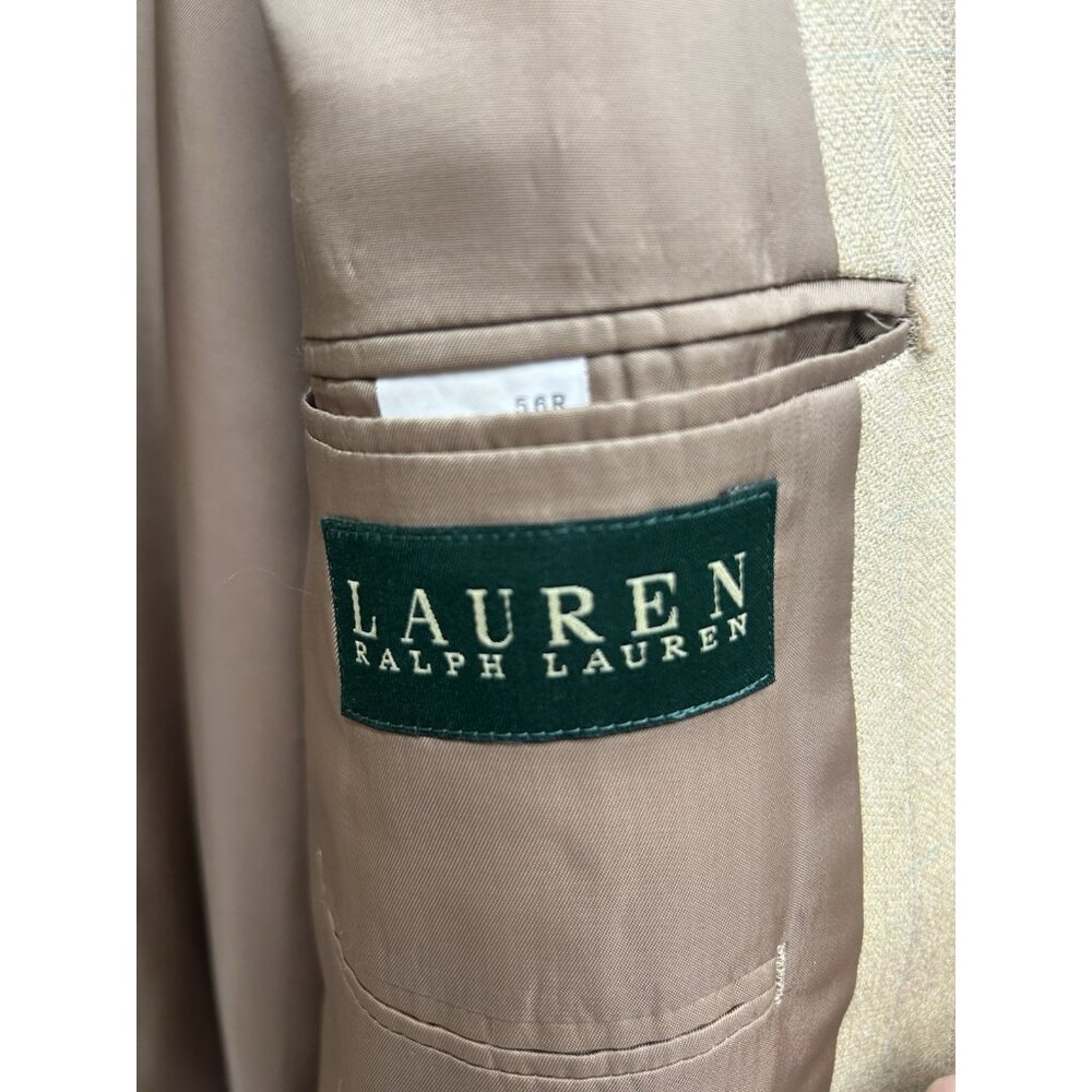 Lauren Ralph Lauren Men's Blazer 56R Beige Silk Wool Sport Coat Career Office - Picture 7 of 12
